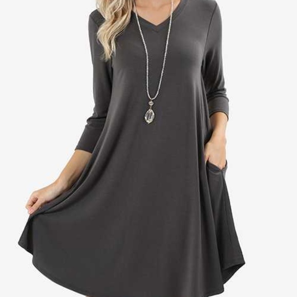 Zenana Outfitters Dresses & Skirts - *ZENANA PREMIUM - LONG SLEEVE POCKET DRESS*